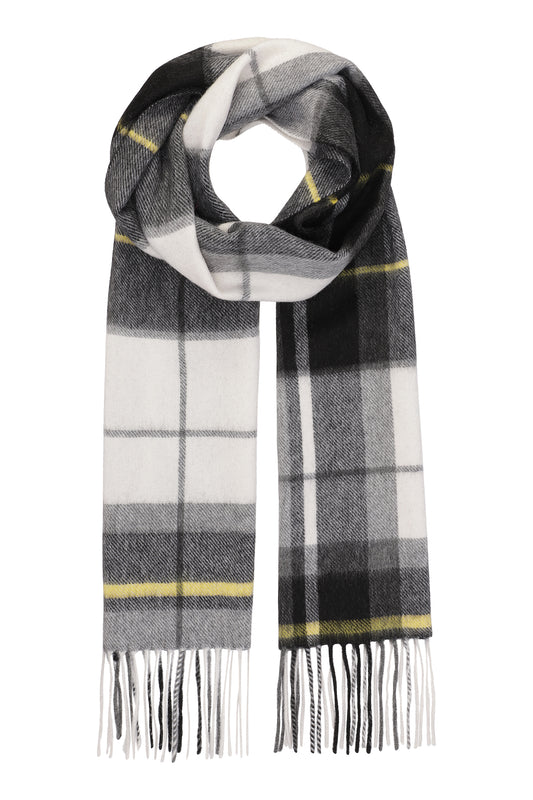 Kim 30 - Rutig halsduk i cashmere - Svart, vit, gul