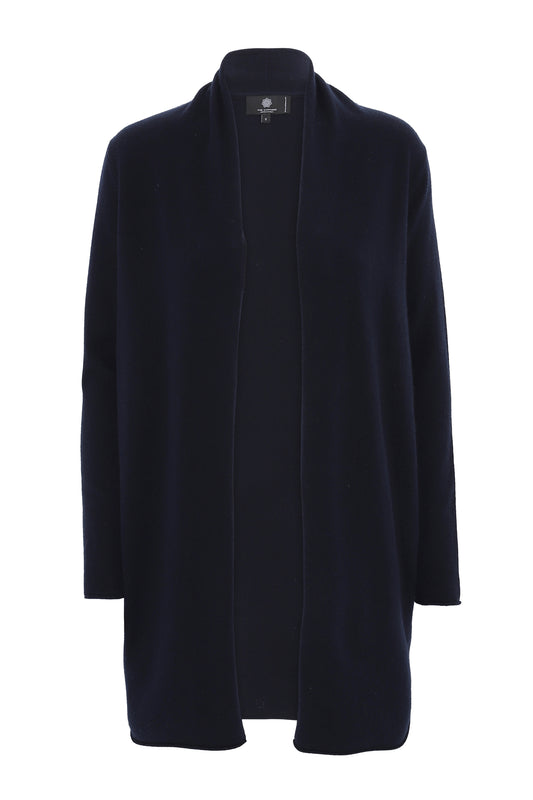 Ingrid - lång cardigan i cashmere - Mörkt marinblå
