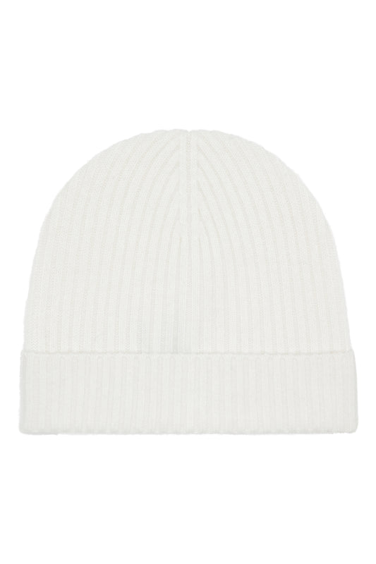 Robin - ribbstickad mössa (beanie) i cashmere - Vit