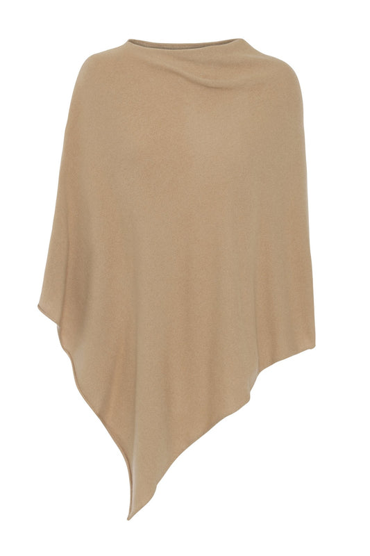 My - asymmetrisk poncho i cashmere - Kamel