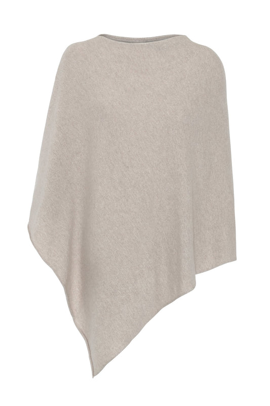 My - asymmetrisk poncho i cashmere - Sand