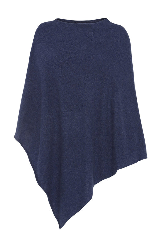 My - asymmetrisk poncho i cashmere - Indigo