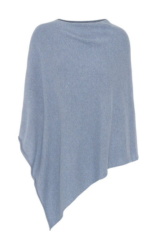 My - asymmetrisk poncho i cashmere - Ljus denim