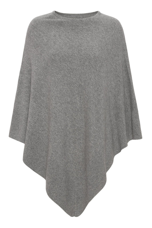 Chloe - klassisk poncho i cashmere – Varmgrå