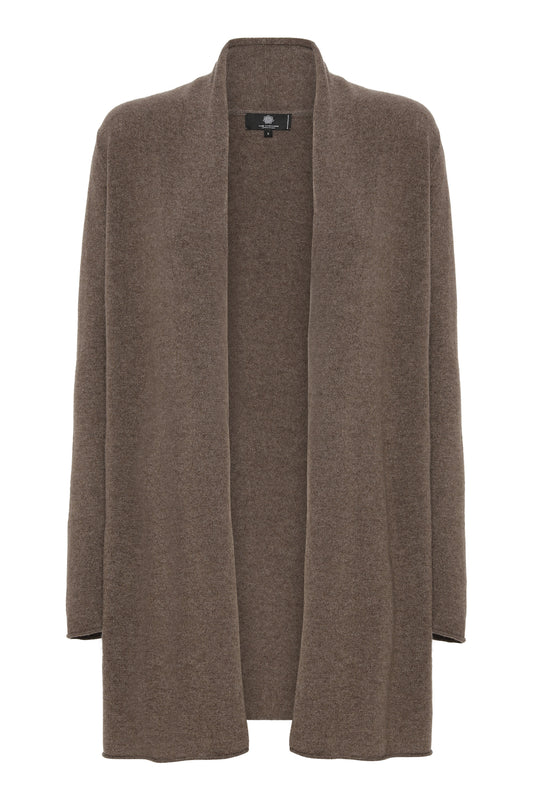 Ingrid - lång cardigan i cashmere - Ljusbrun
