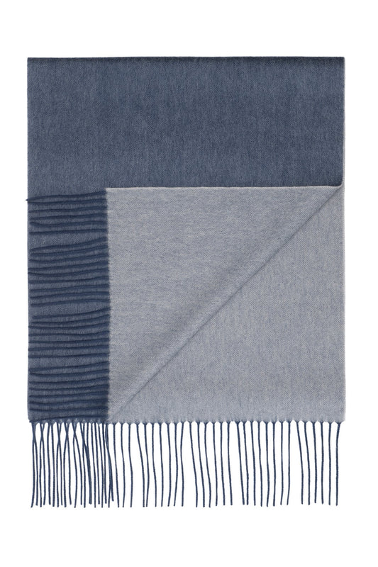 2-farvet denim blåt tørklæde i ren kashmir, Pure Cashmere