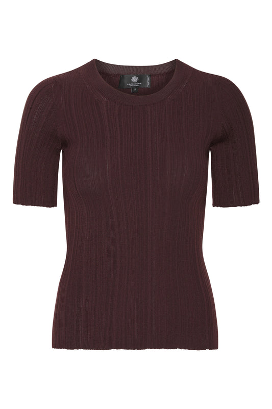 Lea - Cashmere Tee - Aubergine lila-vinröd