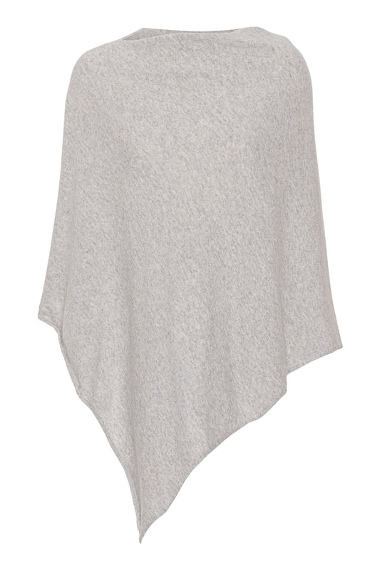 My - asymmetrisk poncho i cashmere - Ljusgrå