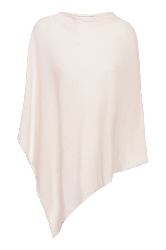 My - asymmetrisk poncho i cashmere - Pale white peach
