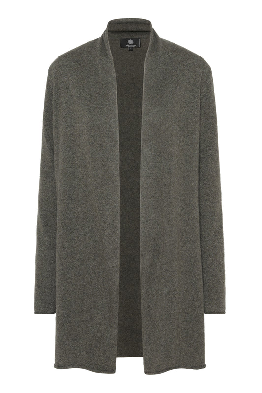 Ingrid - lång cardigan i cashmere - Armygrön