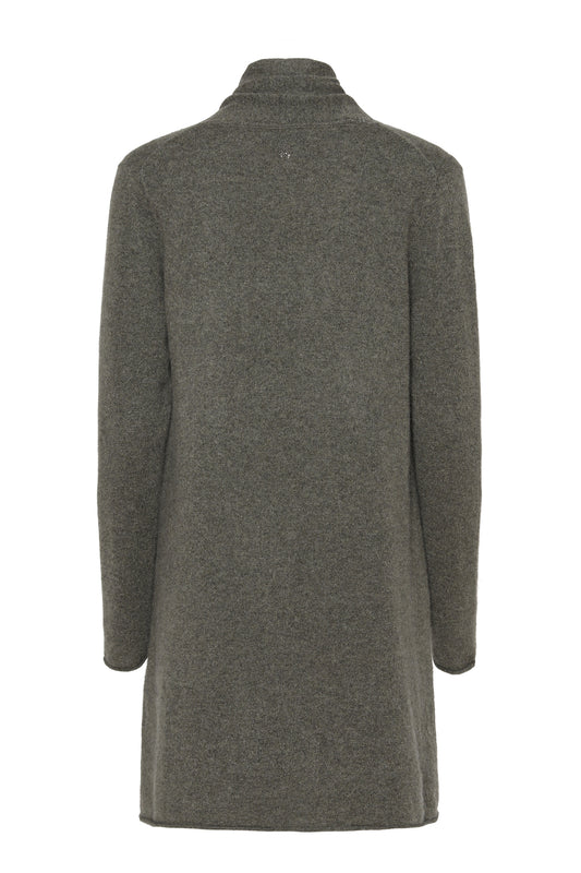 Ingrid - lång cardigan i cashmere - Armygrön