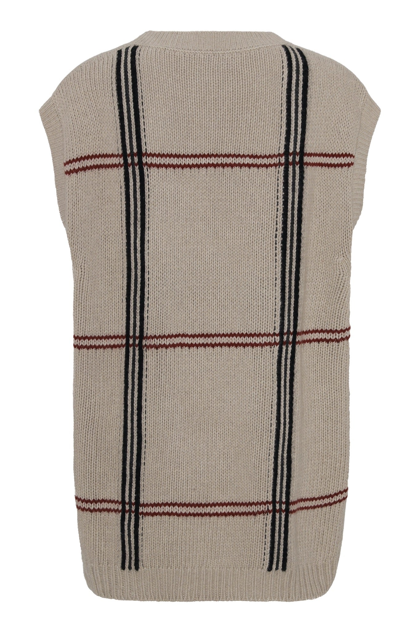 Greta - Oversized väst i återvunnen (recycled) cashmere - Beige med rutigt mönster