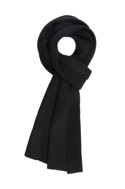 Halvard - ribbstickad halsduk i cashmere - Svart
