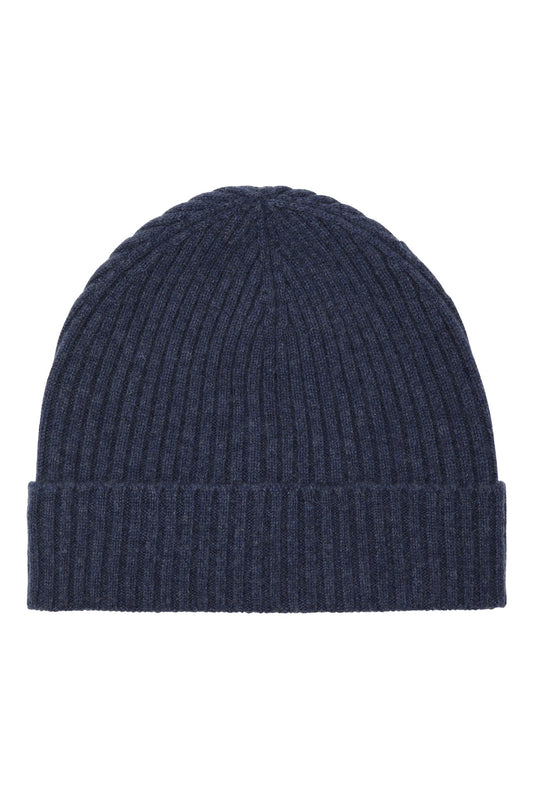 Robin - ribbstickad mössa (beanie) i cashmere - Indigo