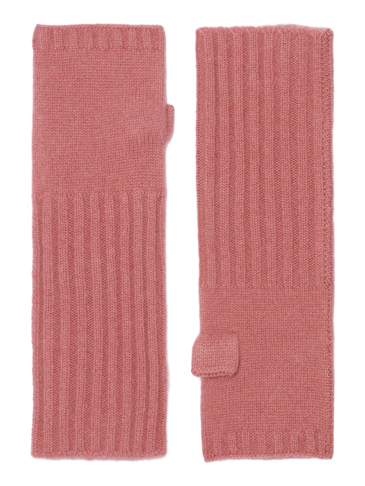 Robin - fingerlösa vantar (wrist warmers) i cashmere - Hallonsorbet