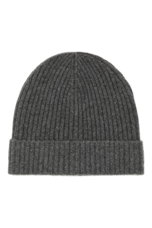 Robin - ribbstickad mössa (beanie) i cashmere - Mörkgrå